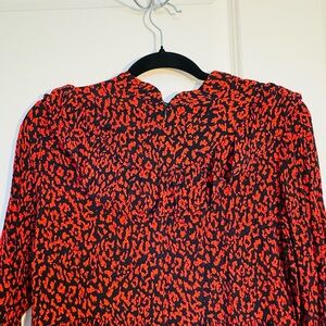 Zara Red and Black Denim Pattern Dress
